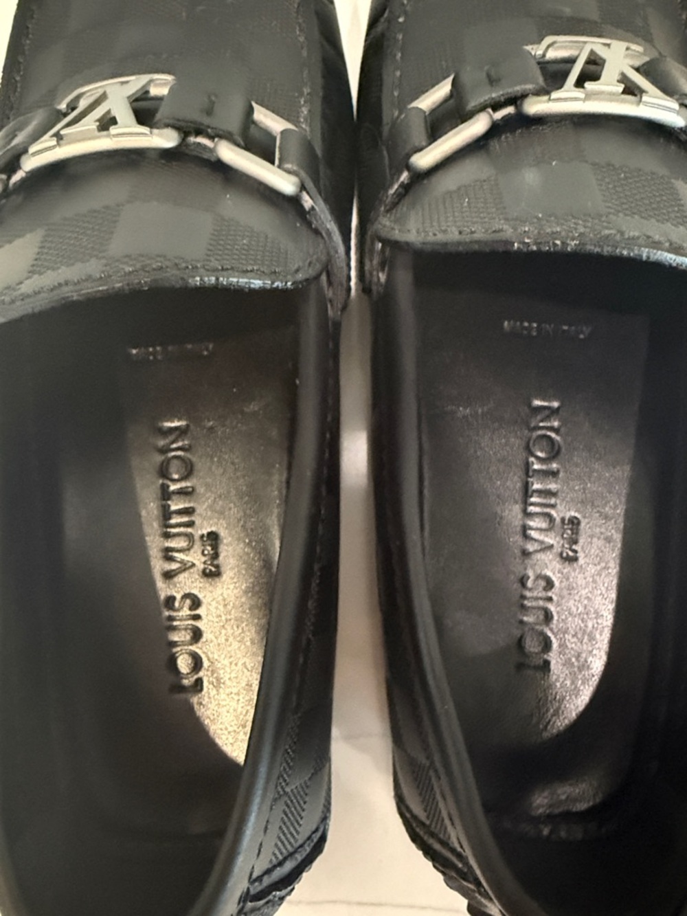 Louis Vuitton Black Men's Checkerboard Slip-On Loafers - Picture 6 of 9